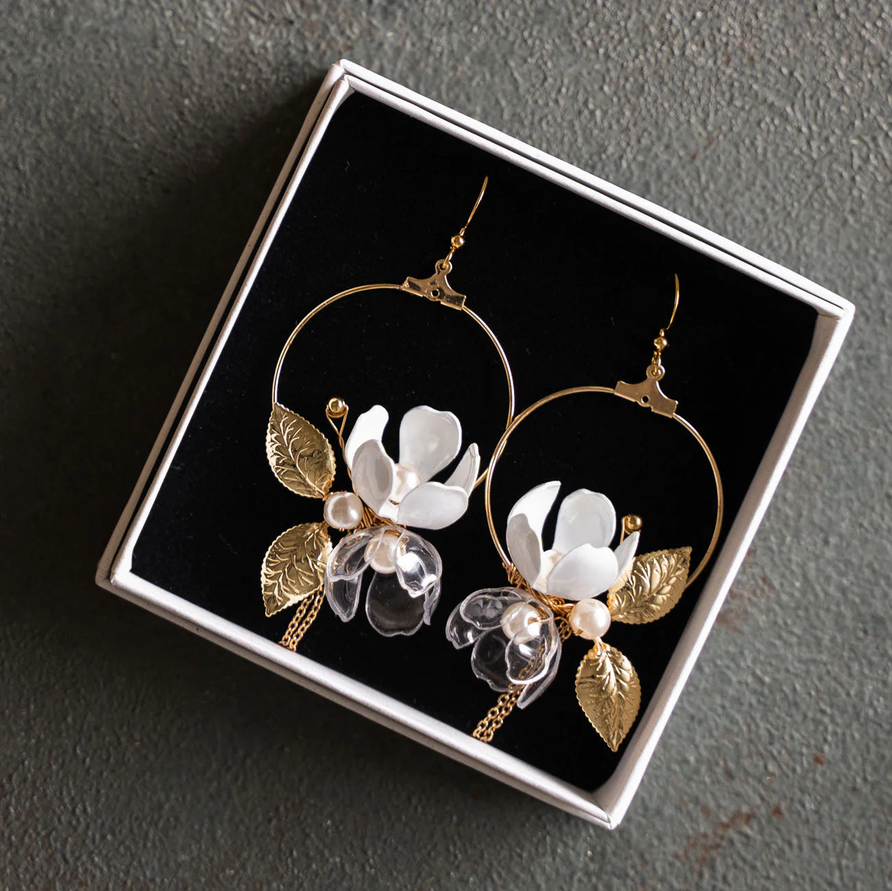 Floral moon earrings