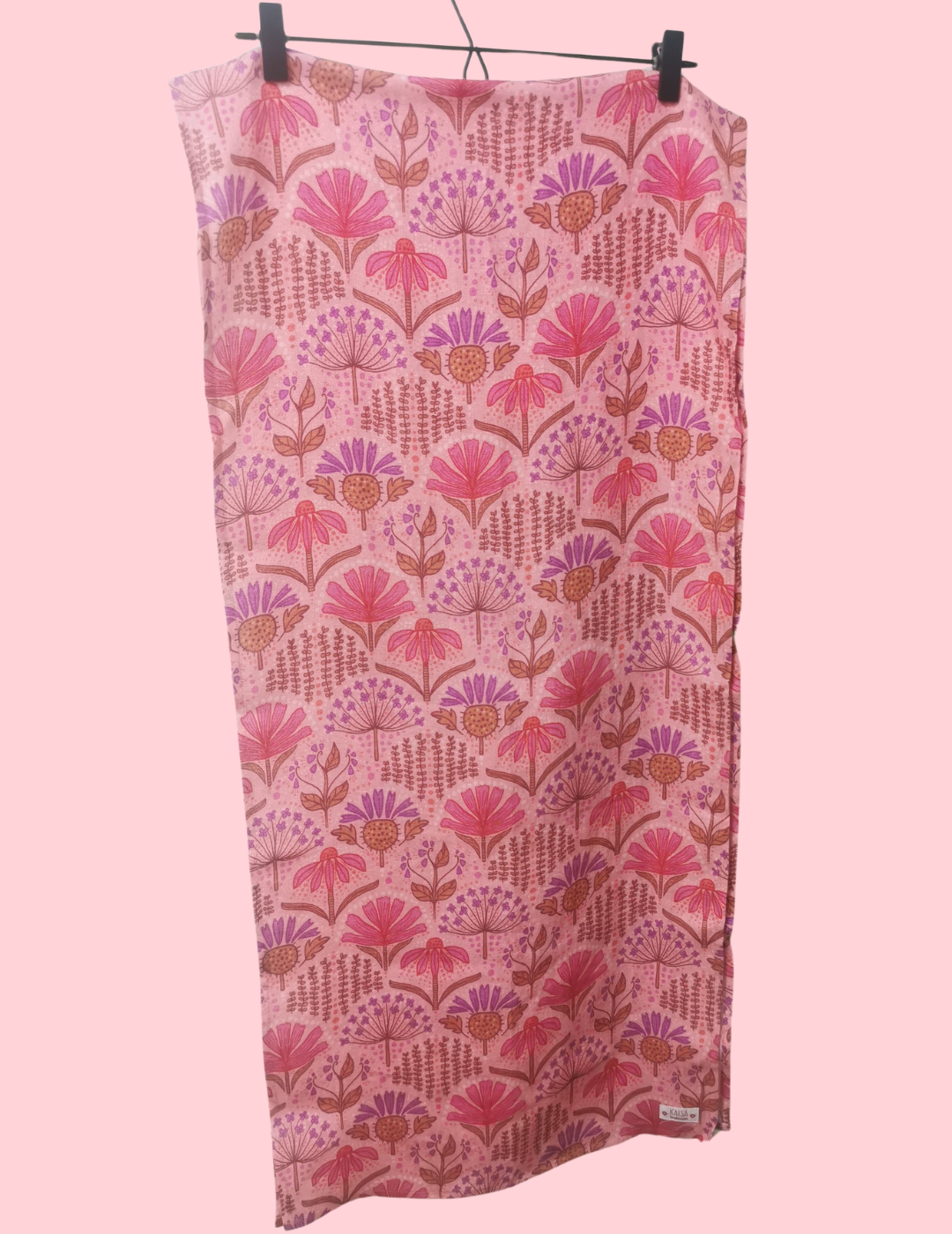 Yrttitarha pellavahuivi, vaaleanpunainen 45 x 200 cm